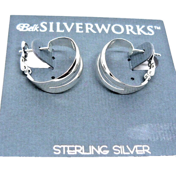 Belk Silverworks 925 Sterling Silver Split Hoop Earrings 3.0 g New 2.0 X 2.5 cm - Picture 1 of 4